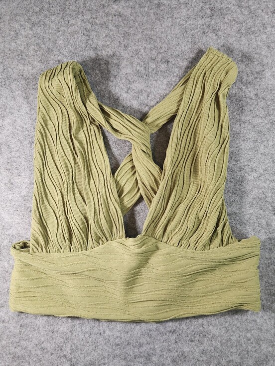 Cider Tops - Cider Light Olive Crisscross Textured Ribbed Camisole Size Large